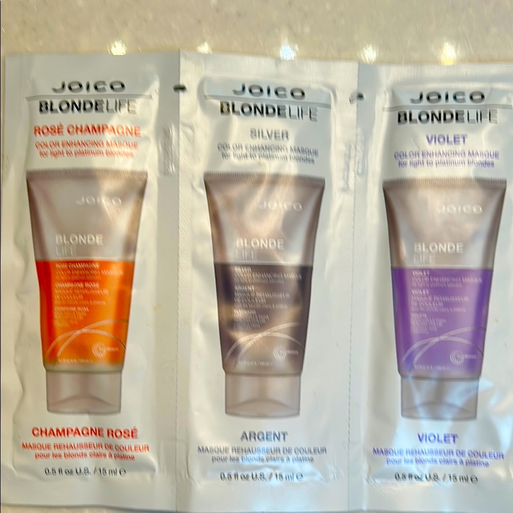 New Joico BLONDELife packet trio- violet, Rose Champagne and Silver!